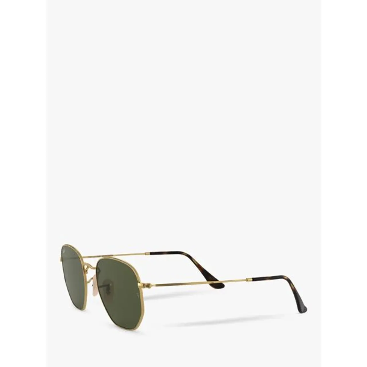 Ray-Ban RB3548N Unisex Polarised Hexagonal Sunglasses - Gold/Green - Male
