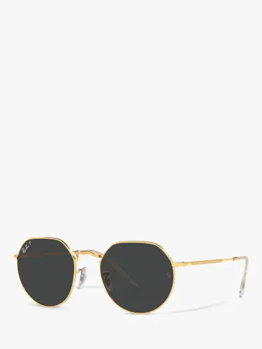Ray-Ban RB3565 Jack Unisex Polarised Metal Hexagonal Sunglasses - Legend Gold - Male