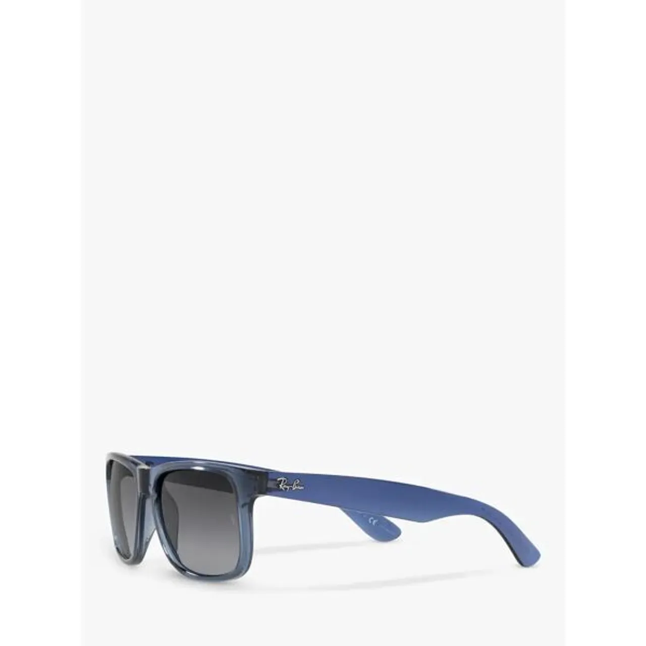 Ray-Ban RB4165 Men's Polarised Justin Square Sunglasses, Transparent Blue/Grey Gradient - Transparent Blue/Grey Gradient - Male