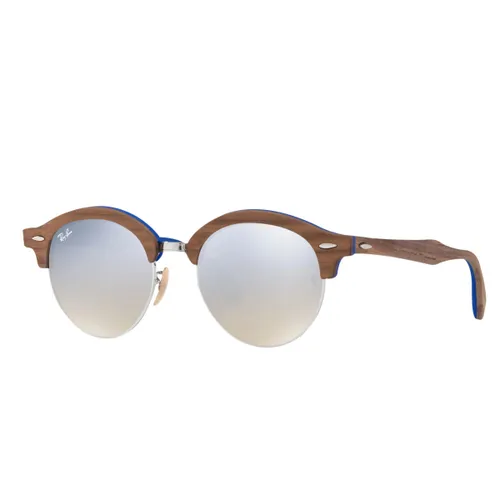 Ray-Ban RB4246M Clubround Wood Round Sunglasses, Brown/Silver Gradient Flash - Brown/Silver Gradient Flash - Male