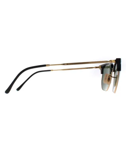 Ray-Ban Square Unisex Black on Gold Green RB4416 New Clubmaster Metal - One