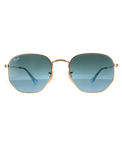 Ray-Ban Square Unisex Gold Blue Grey Gradient Sunglasses Metal - One