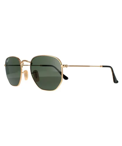 Ray-Ban Square Unisex Gold G-15 Green Polarized Sunglasses Metal - One