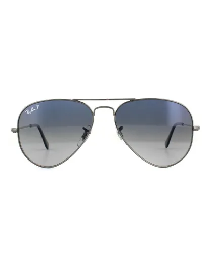 Ray-Ban Unisex Sunglasses Aviator 3025 Gunmetal Polarized Blue Gradient Grey 004/78 58mm - One