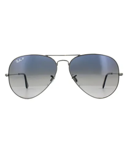 Ray-Ban Unisex Sunglasses Aviator 3025 Gunmetal Polarized Blue Gradient Grey 004/78 - One