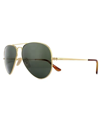 Ray-Ban Unisex Sunglasses Aviator Metal II RB3689 914731 Gold Green - One