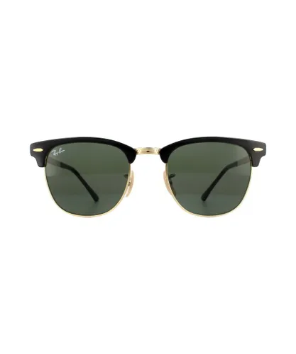 Ray-Ban Unisex Sunglasses Clubmaster Metal RB3716 187 Gold Top On Black Green - One