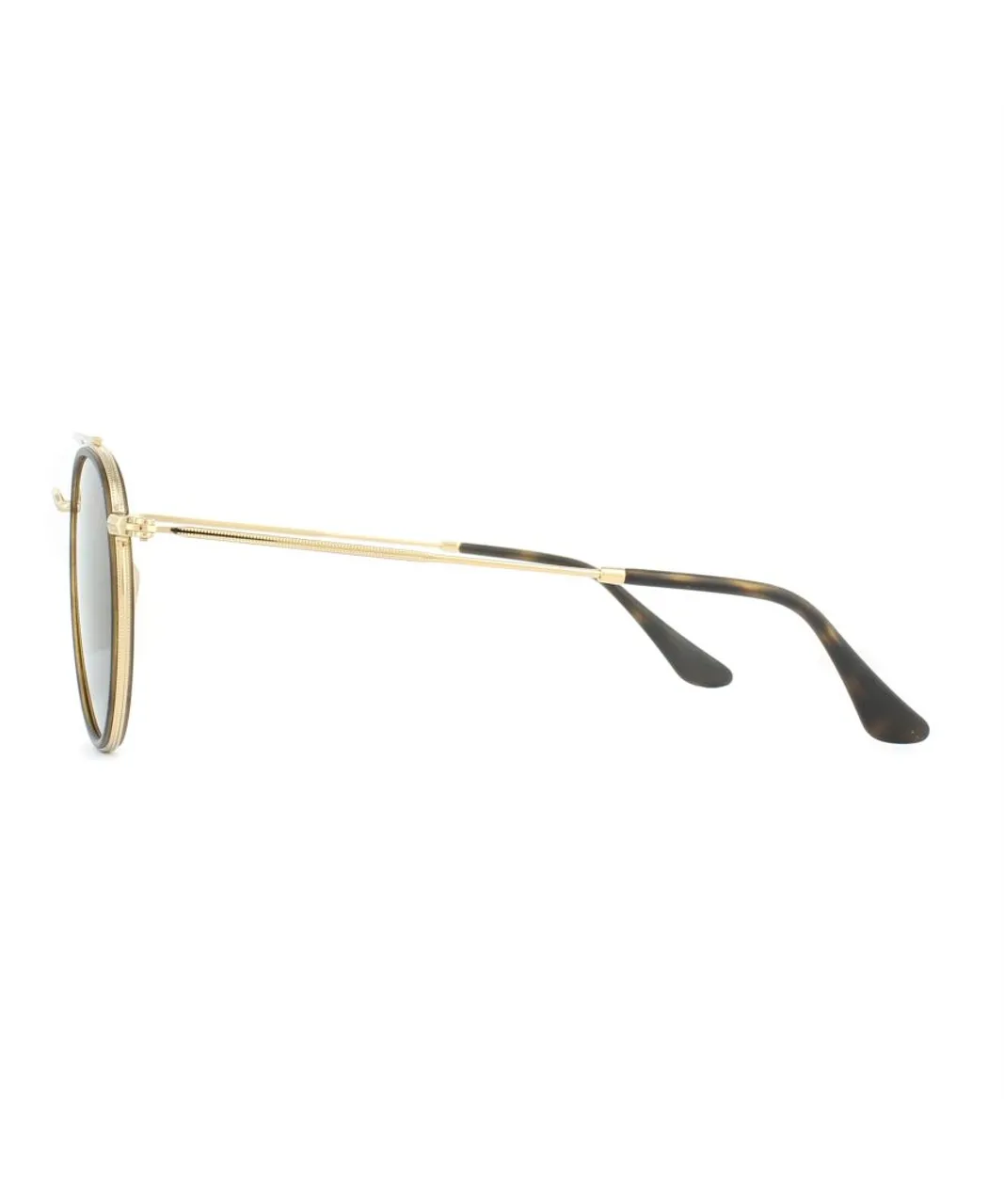 Ray-Ban Unisex Sunglasses Round Double Bridge 3647N 001/57 Gold Brown B-15 Polarized Metal - One