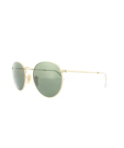 Ray-Ban Unisex Sunglasses Round Metal 3447 001 Gold Green 53mm - One