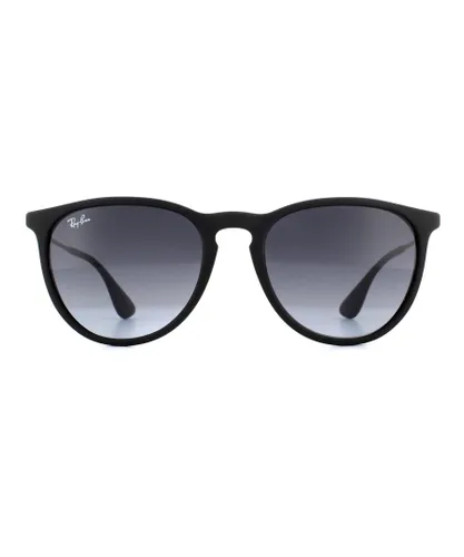 Ray-Ban Womens Ladies Retro Round Rubberised Grey Gradient Sunglasses - Black