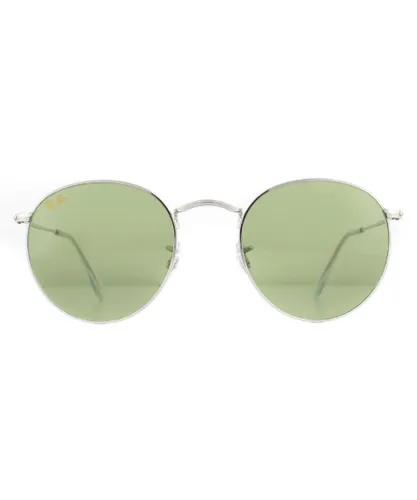 Ray-Ban Womens Sunglasses Round Metal 3447 91984E Silver Light Green Legend Gold 50mm - One