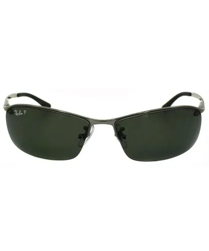 Ray-Ban Womens Sunglasses Top Bar 3183 Gunmetal Polarized Green 004/9A - Grey - One