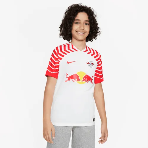 RB Leipzig 2023/24 Stadium Home Older Kids' Nike Dri-FIT Football Shirt - White - Polyester