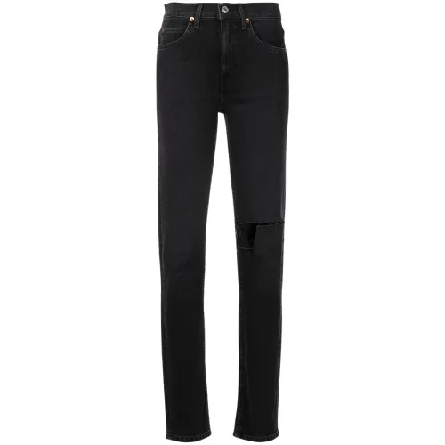 Re/Done , Jeans 70s SlitKnee Straight-Leg ,Black female, Sizes: