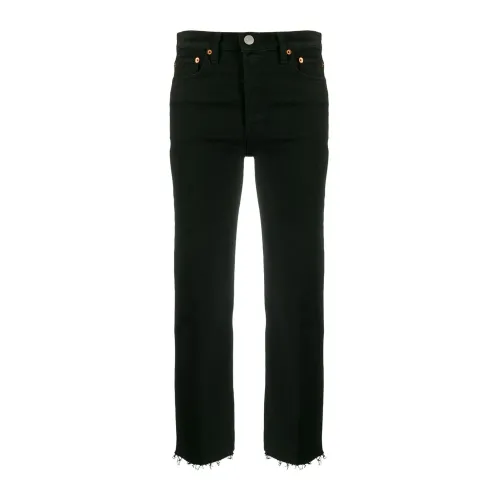 Re/Done , Jeans High Rise Stove Pipe ,Black female, Sizes: