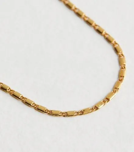 Real Gold Plate Flat Chain Necklace New Look