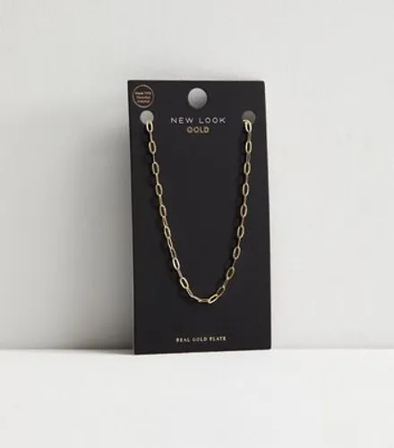 Real Gold Plate Textured Chain Necklace New Look