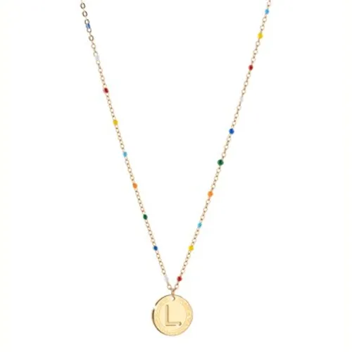 Rebecca Gold Rainbow Letter L Necklace - Gold