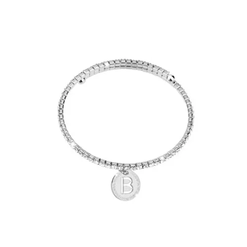 Rebecca Silver Crystal Letter B Bracelet - Silver