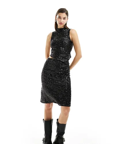 Reclaimed Vintage sequin midi skirt co-ord in black