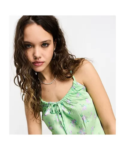 Reclaimed Vintage Womens inspired cami top in green floral print