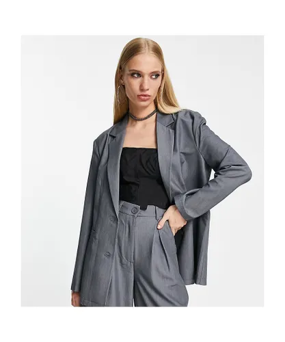 Reclaimed Vintage Womens mensy blazer in grey-Blue
