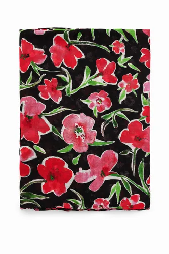 Rectangular floral foulard - BLACK - U