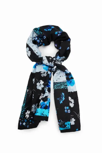 Rectangular patchwork floral foulard - BLUE - U