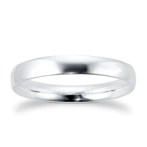 Recycled 18ct White Gold 3mm Court Wedding Band - Ring Size M
