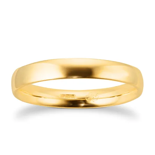 Recycled 18ct Yellow Gold 3mm Court Wedding Band - Ring Size G.5
