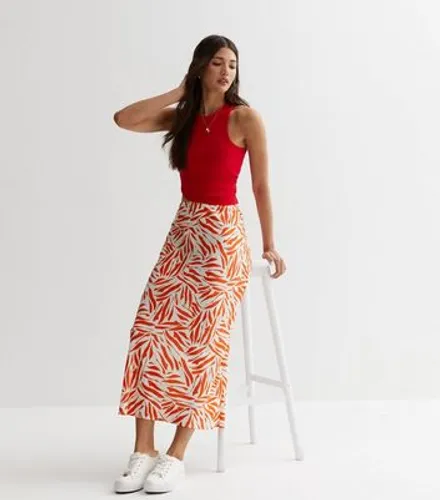 Red Abstract Bias Cut Maxi Skirt New Look