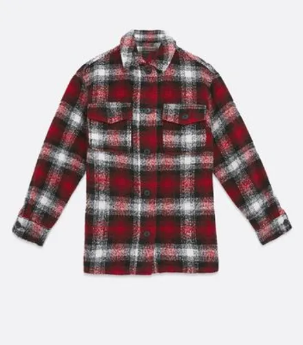 Red Check Brushed Shacket New Look