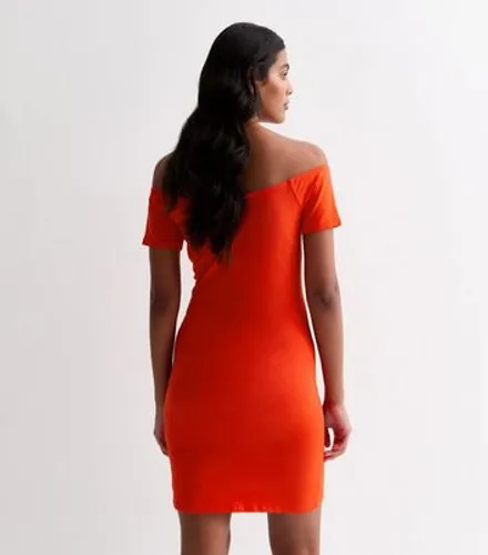 Red Jersey Bardot Ruched Mini Dress New Look