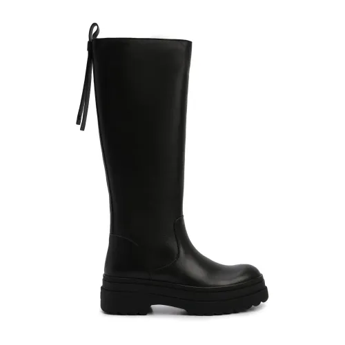 RED Valentino , Leather Boots with Rubber Sole ,Black female, Sizes: