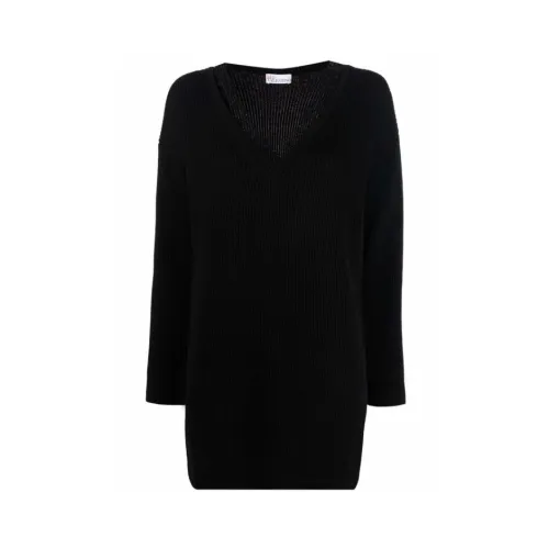 RED Valentino , Oversized Wool Sweater ,Black female, Sizes: