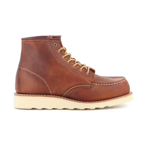 Red Wing Shoes , Brown Leather Ankle Boot with Traction Tred Sole ,Orange female, Sizes: