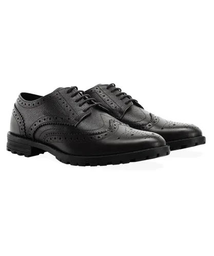 Redfoot Mens James Black Brogue Leather