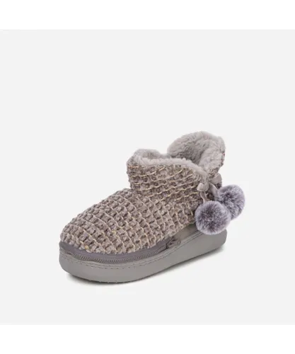 Redfoot Womens LADIES COSYHEATS MICROWAVABLE GREY CHENIELLE SLIPPER BOOTIE Textile