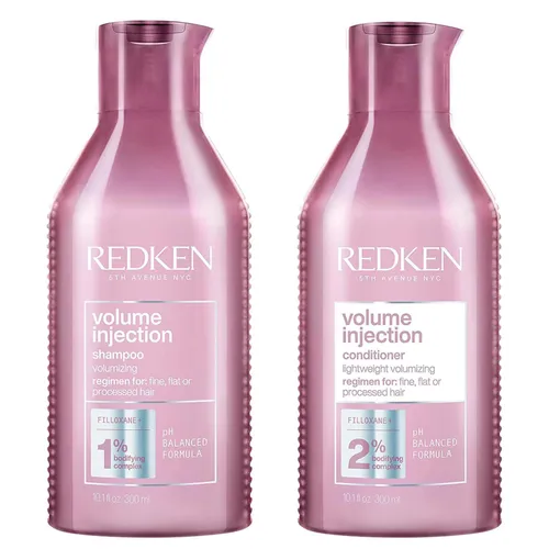 Redken Volume Injection Shampoo 300ml and Conditioner 300ml Set for Fine, Flat Hair, Adds Lift and Volume
