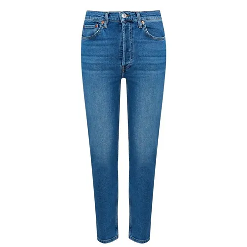 REDONE 90s High Rise Ankle Crop Jeans - Blue