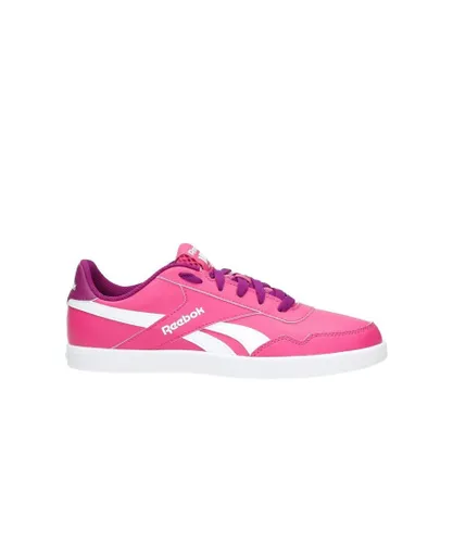 Reebok Childrens Unisex Royal Effect Lace-Up Pink Smooth Leather Kids Trainers V67754