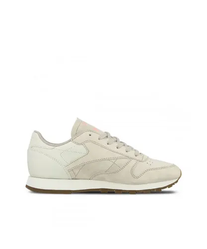 Reebok Classic EB Lace-Up Beige Smooth Leather Womens Trainers BS5112