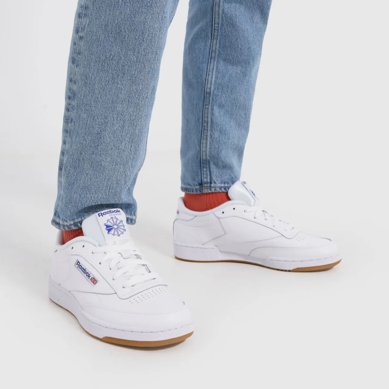 Reebok Club C 85 Trainers In White & Navy
