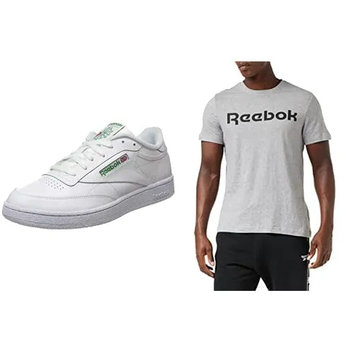 Reebok Club C 85INT-White/Green + Linear Logo TeeMedium