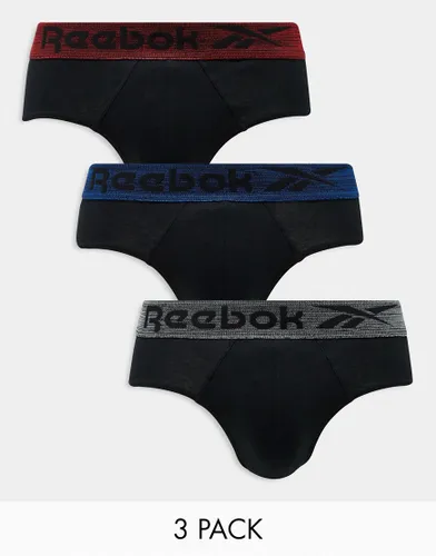 Reebok Gough 3 pack briefs with colour waistband in black multi