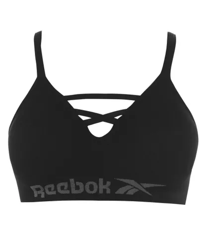 Reebok Womens 2 Pack Strappy Sports Bra Crop Top - Black