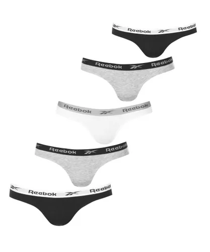Reebok Womens 5 Pack Briefs Underwear - Black Cotton