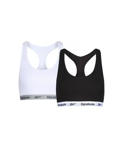 Reebok WoMens Crop Top Frankie Black/White Elastic T-Shirt Cotton