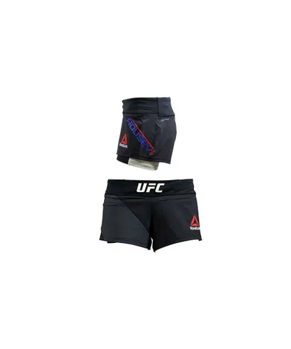 Reebok Womens UFC Ronda Rousey Octagon Black Shorts Textile