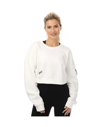 Reebok Womenss MYT Crew Sweatshirt in White Cotton